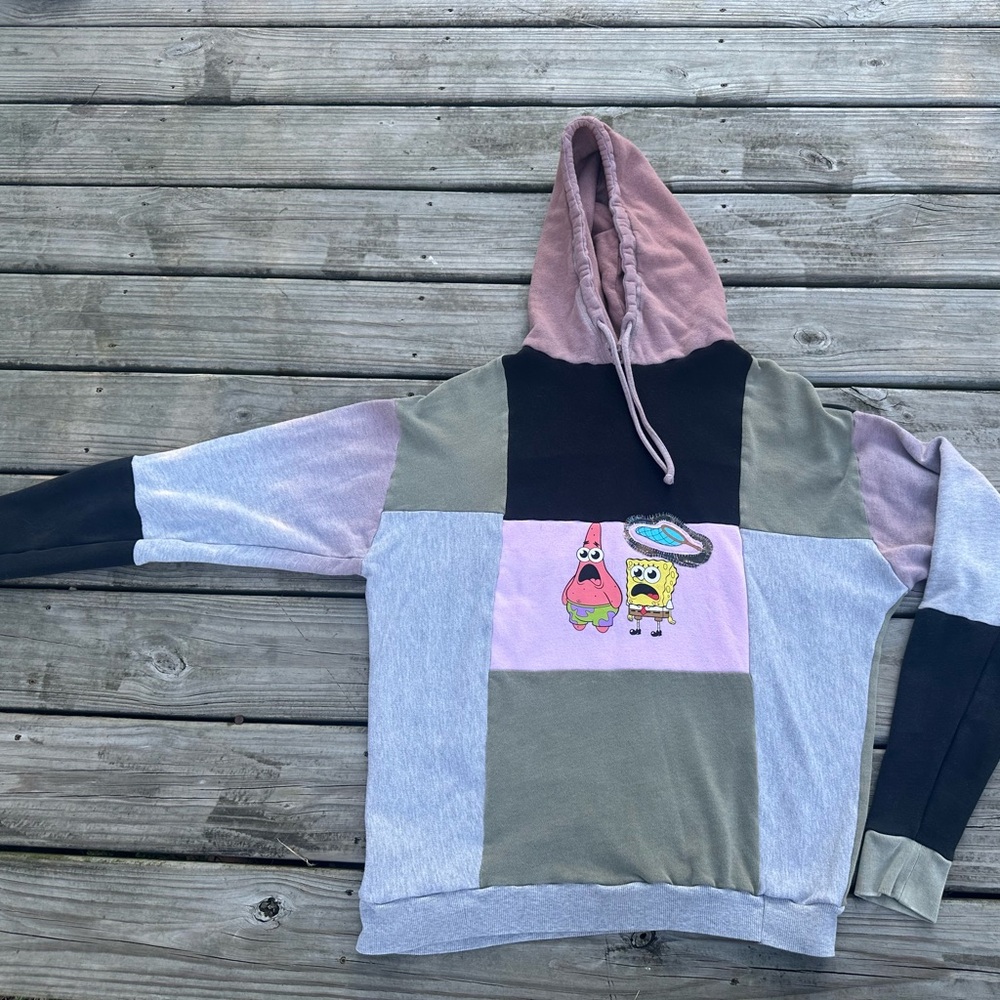 Handmade Spongebob patchwork hoodie